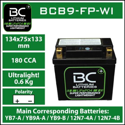BC Lithium Battery BCB9-WI