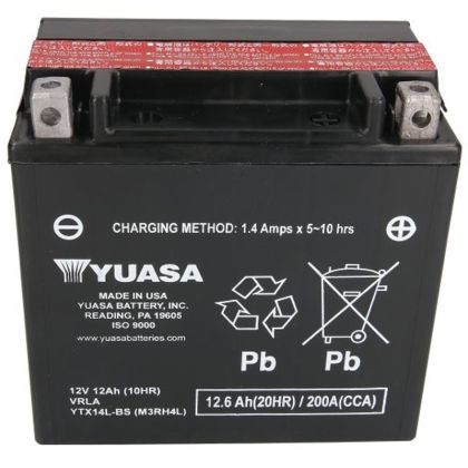 YUASA YTX14L-BS 12V 12.6AH 200A R+